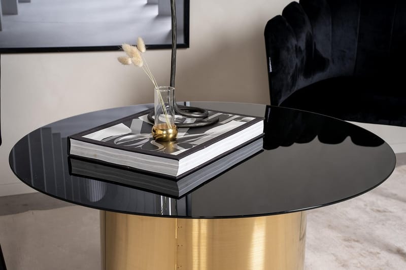 Ystad Runt Soffbord 75 cm i Glas med Metallunderrede - Svart - Möbler - Bord & matgrupper - Soffbord