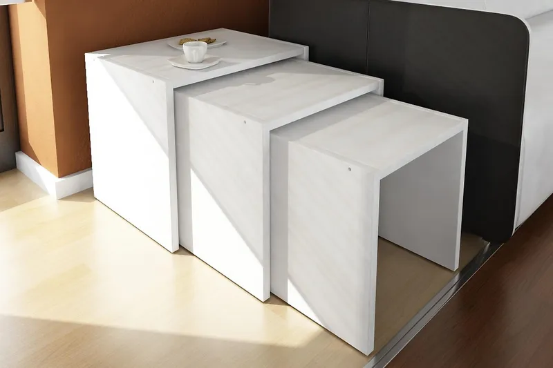 Zariel Satsbord 44 cm 3 Bord - Vit - Möbler - Bord & matgrupper - Soffbord