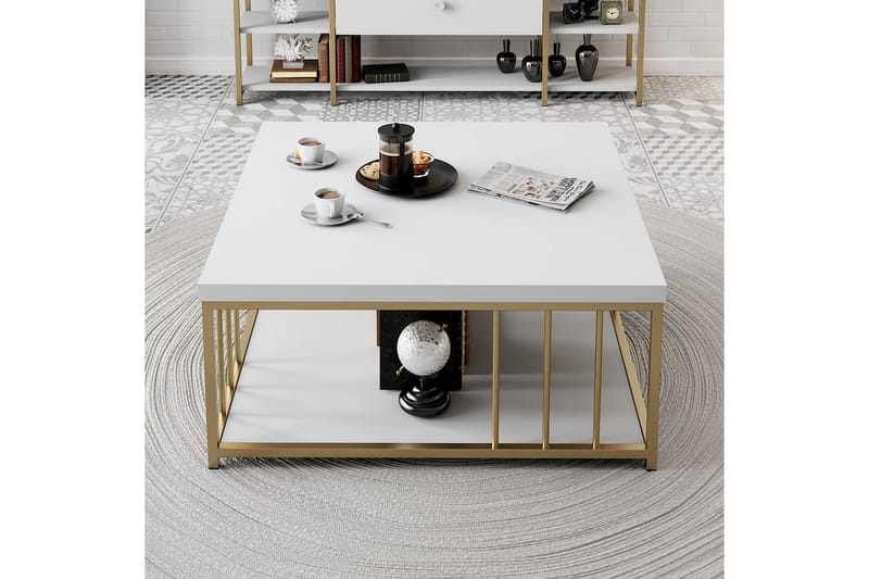 Zenn Soffbord 90x90 cm Vit/Guld - Hanah Home - Möbler - Bord & matgrupper - Soffbord