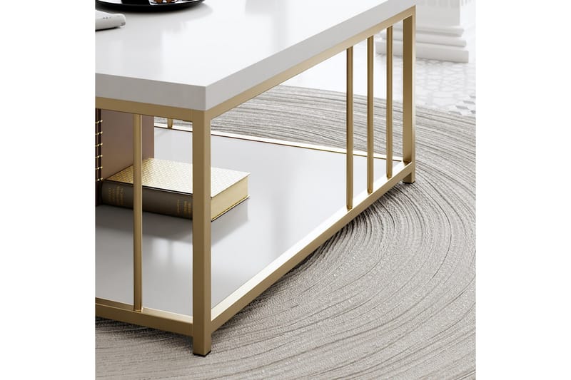 Zenn Soffbord 90x90 cm Vit/Guld - Hanah Home - Möbler - Bord & matgrupper - Soffbord