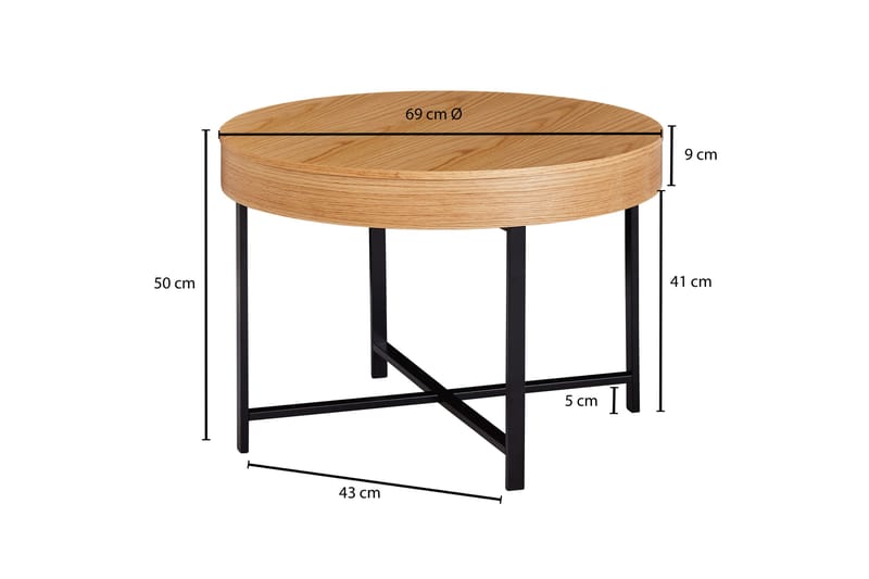 Zollicoffer Soffbord 69 cm - Trä/natur - Klaffbord & Hopfällbart bord - Spegelbord - Soffbord - Soffbord med förvaring - Soffbord med hjul - Höj och sänkbart soffbord