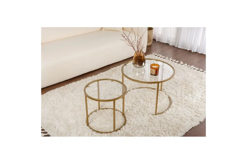 Soffbordset 2 delar Rikiya Små Guldtransparent - Guldtransparent - Möbler - Bord & matgrupper - Soffbord