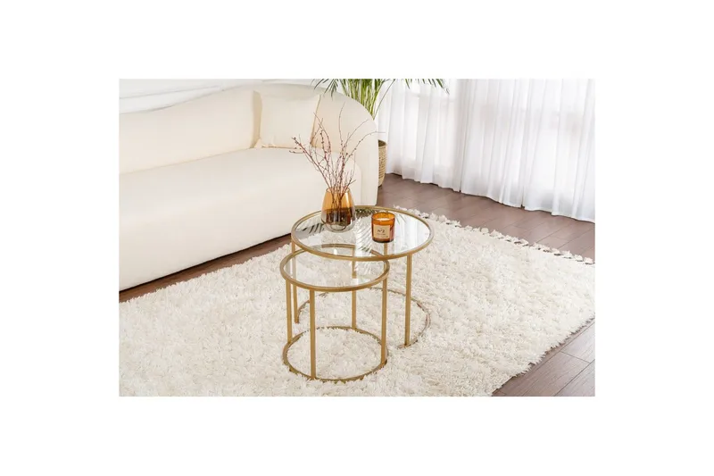 Soffbordset 2 delar Rikiya Små Guldtransparent - Guldtransparent - Möbler - Bord & matgrupper - Soffbord