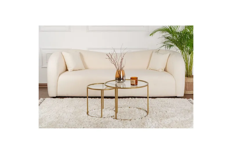 Soffbordset 2 delar Rikiya Små Guldtransparent - Guldtransparent - Möbler - Bord & matgrupper - Soffbord