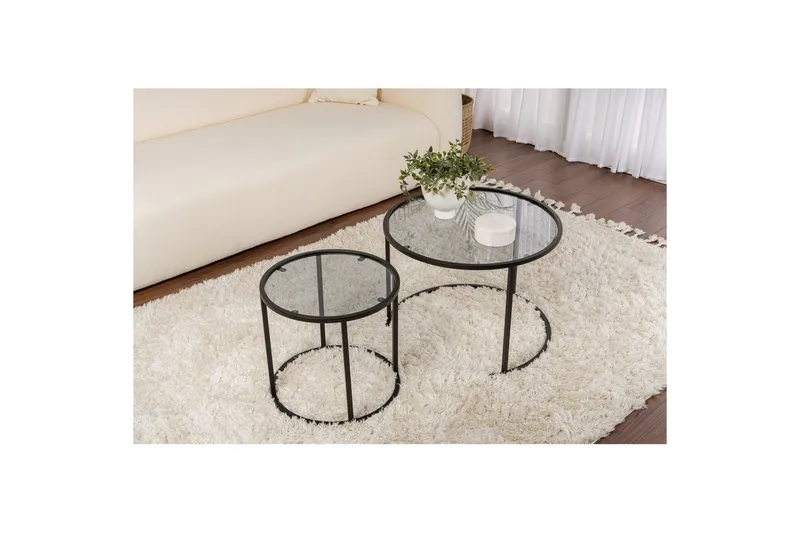 Soffbordset 2 delar Rikiya Små Svart Grå - Svart Grå - Möbler - Bord & matgrupper - Soffbord
