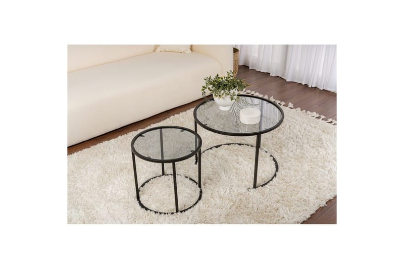 Soffbordset 2 delar Rikiya Små Svart Grå - Svart Grå - Möbler - Bord & matgrupper - Soffbord