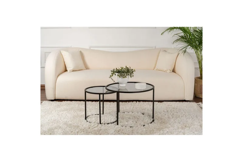 Soffbordset 2 delar Rikiya Små Svart Grå - Svart Grå - Möbler - Bord & matgrupper - Soffbord