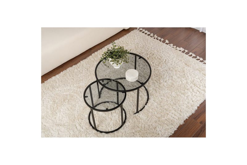 Soffbordset 2 delar Rikiya Små Svart Grå - Svart Grå - Möbler - Bord & matgrupper - Soffbord
