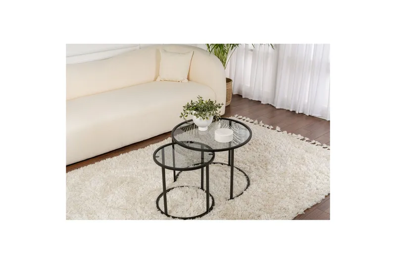 Soffbordset 2 delar Rikiya Små Svart Grå - Svart Grå - Möbler - Bord & matgrupper - Soffbord