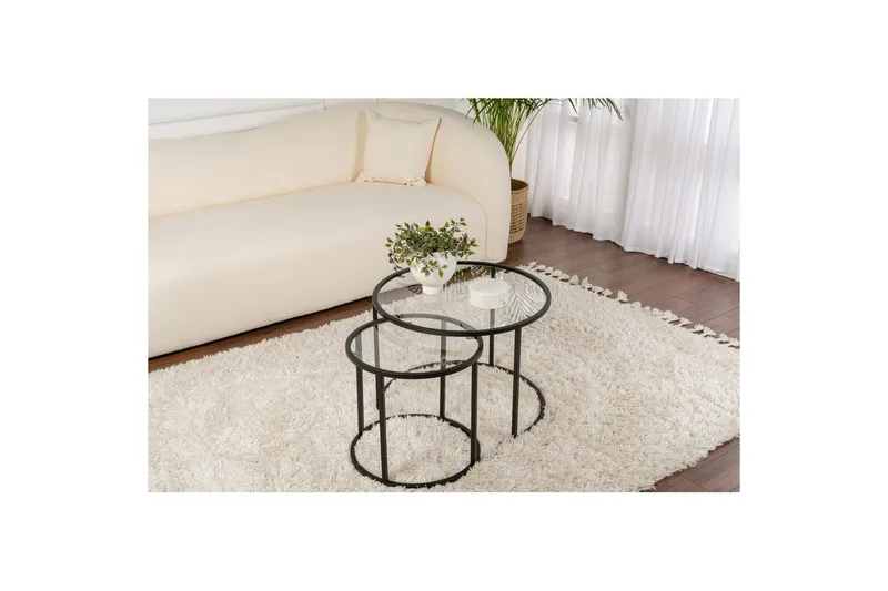 Soffbordset 2 delar Rikiya Små Svart Transparent - Svart Transparent - Möbler - Bord & matgrupper - Soffbord