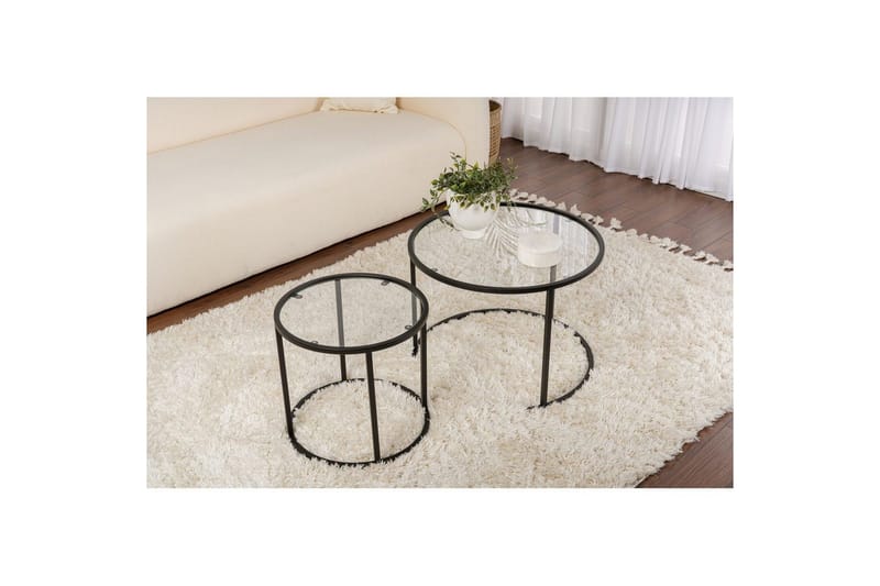 Soffbordset 2 delar Rikiya Små Svart Transparent - Svart Transparent - Möbler - Bord & matgrupper - Soffbord