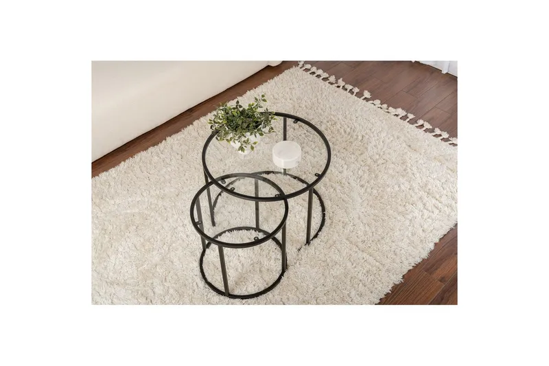 Soffbordset 2 delar Rikiya Små Svart Transparent - Svart Transparent - Möbler - Bord & matgrupper - Soffbord