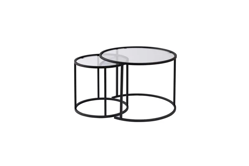 Soffbordset 2 delar Rikiya Små Svart Transparent, Svart Transparent