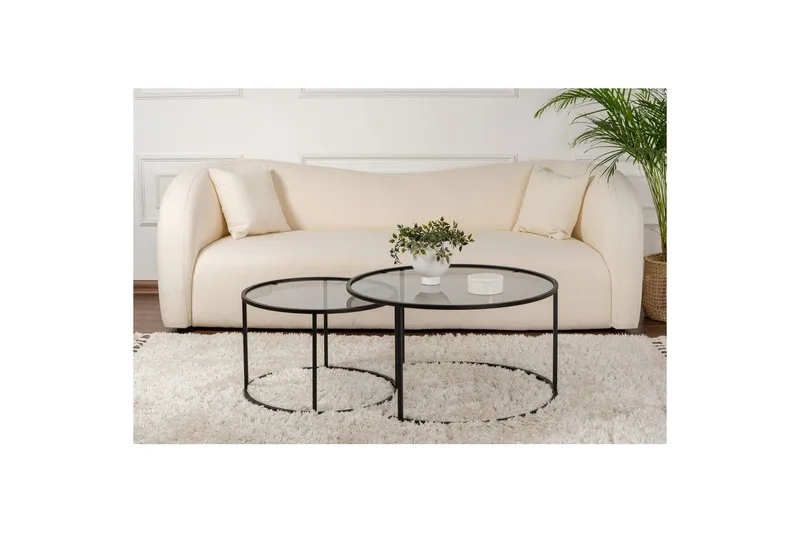 Soffbordset 2 delar Rikiya Svart Grå - Svart Grå - Möbler - Bord & matgrupper - Soffbord