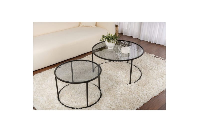 Soffbordset 2 delar Rikiya Svart Grå - Svart Grå - Möbler - Bord & matgrupper - Soffbord