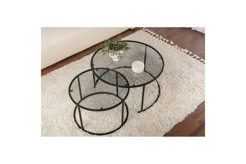 Soffbordset 2 delar Rikiya Svart Grå - Svart Grå - Möbler - Bord & matgrupper - Soffbord