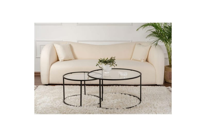 Soffbordset 2 delar Rikiya Svart Transparent - Svart Transparent - Möbler - Bord & matgrupper - Soffbord