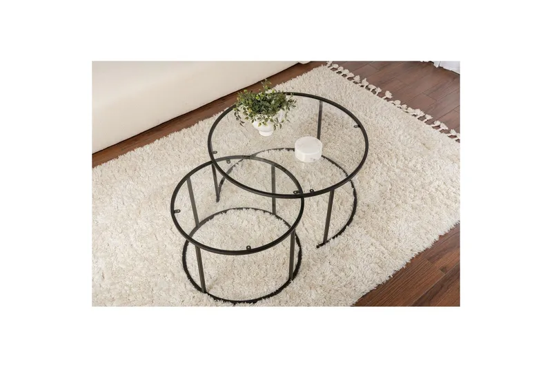 Soffbordset 2 delar Rikiya Svart Transparent - Svart Transparent - Möbler - Bord & matgrupper - Soffbord