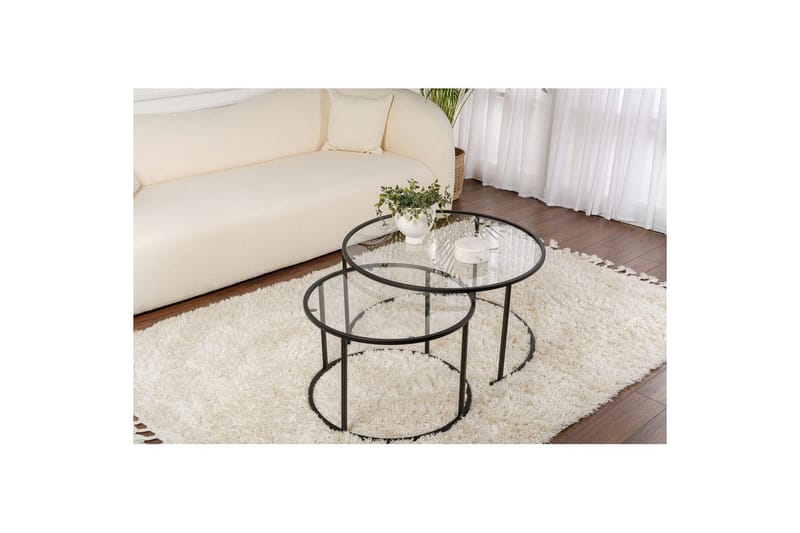 Soffbordset 2 delar Rikiya Svart Transparent - Svart Transparent - Möbler - Bord & matgrupper - Soffbord