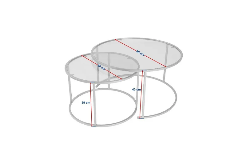 Soffbordset 2 delar Rikiya Svart Transparent - Svart Transparent - Möbler - Bord & matgrupper - Soffbord
