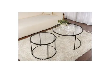Soffbordset 2 delar Rikiya Svart Transparent - Svart Transparent - Möbler - Bord & matgrupper - Soffbord