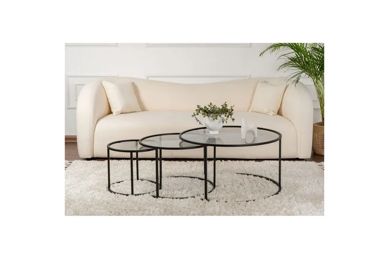 Soffbordset 3 delar Rikiya Svart Grå - Svart Grå - Möbler - Bord & matgrupper - Soffbord