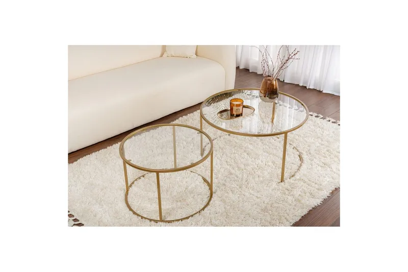 Soffbordset Rikiya Guld Transparent - Möbler - Bord & matgrupper - Soffbord