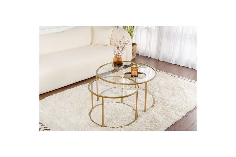 Soffbordset Rikiya Guld Transparent - Möbler - Bord & matgrupper - Soffbord