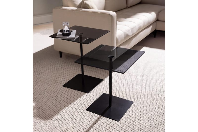 Soffbordssats Challur Svart / Rök - Svart - Möbler - Bord & matgrupper - Soffbord