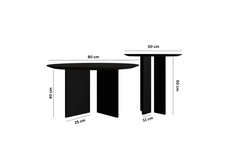 Soffbordssats Glenure Svart - Svart - Möbler - Bord & matgrupper - Soffbord