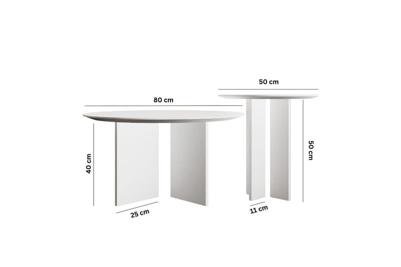 Soffbordssats Glenure Vit - Vit - Möbler - Bord & matgrupper - Soffbord