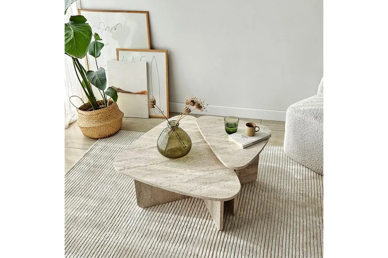 Soffbordssats Jewa Set Travertin - Travertin - Möbler - Bord & matgrupper - Soffbord