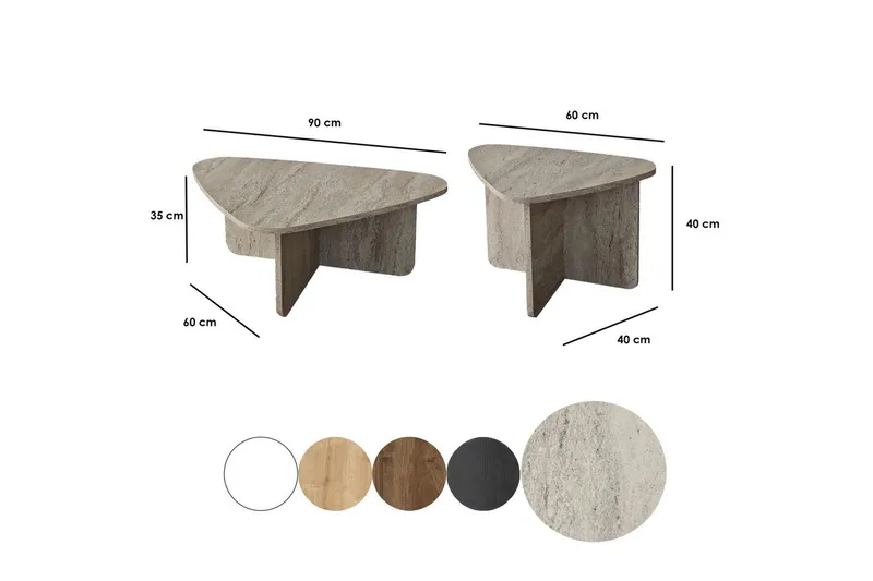 Soffbordssats Jewa Set Travertin - Travertin - Möbler - Bord & matgrupper - Soffbord