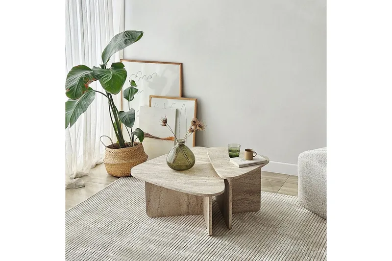 Soffbordssats Jewa Set Travertin - Travertin - Möbler - Bord & matgrupper - Soffbord