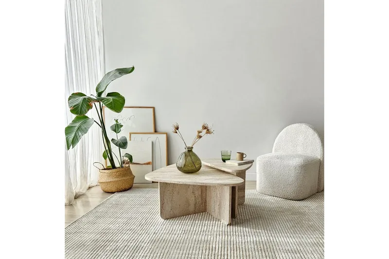 Soffbordssats Jewa Set Travertin - Travertin - Möbler - Bord & matgrupper - Soffbord