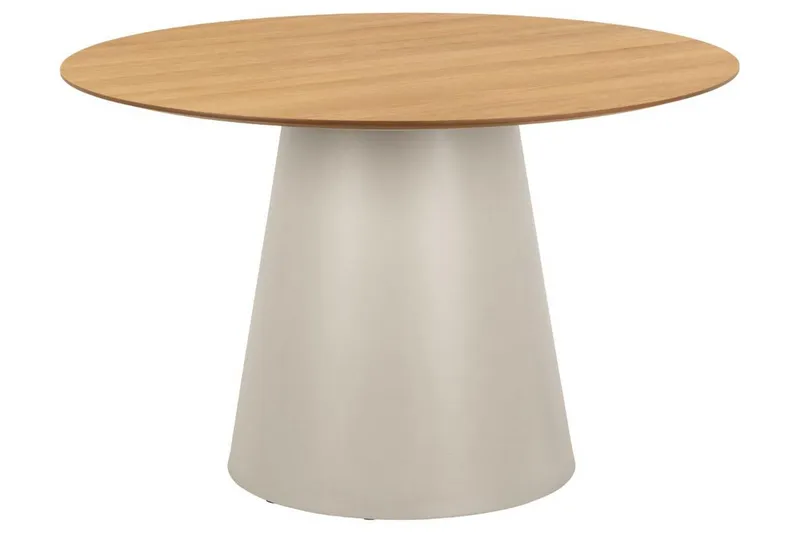 Soli Runt Matbord 120 cm med Ek- och Metallutseende, Brun