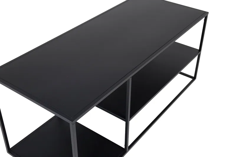 Staal 50 cm Rektangulärt Soffbord med Hyllor i Metall - Svart - Möbler - Bord & matgrupper - Soffbord