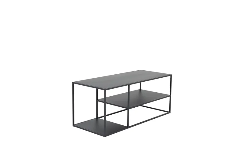 Staal 50 cm Rektangulärt Soffbord med Hyllor i Metall - Svart - Möbler - Bord & matgrupper - Soffbord