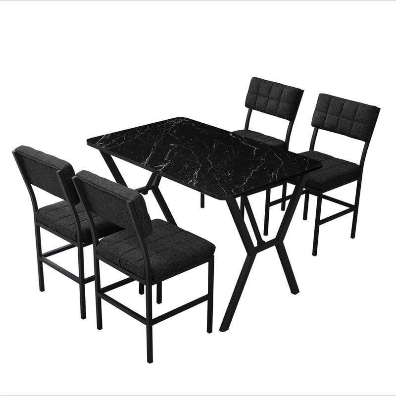 Stedum Matgrupp Bord 110 cm + 4 Stolar - Antracit/Svart - Möbler - Bord & matgrupper - Matgrupper
