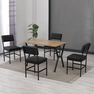 Stedum Matgrupp Bord 110 cm + 4 Stolar - Antracit/Valnöt - Möbler - Bord & matgrupper - Matgrupper