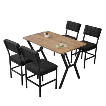 Stedum Matgrupp Bord 110 cm + 4 Stolar - Antracit/Valnöt - Möbler - Bord & matgrupper - Matgrupper