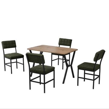 Stedum Matgrupp Bord 110 cm + 4 Stolar - Grön Och Valnöt - Möbler - Bord & matgrupper - Matgrupper