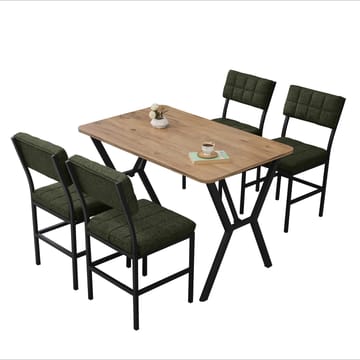 Stedum Matgrupp Bord 110 cm + 4 Stolar - Grön Och Valnöt - Möbler - Bord & matgrupper - Matgrupper