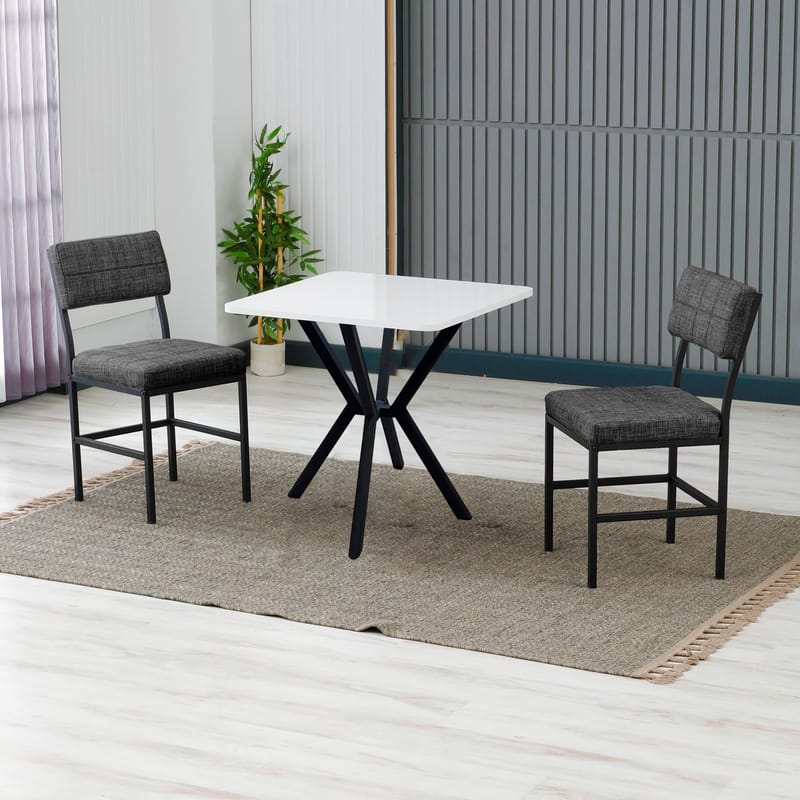Stedum Matgrupp Bord 70 cm + 2 Stolar - Antracit Och Vit - Möbler - Bord & matgrupper - Matgrupper