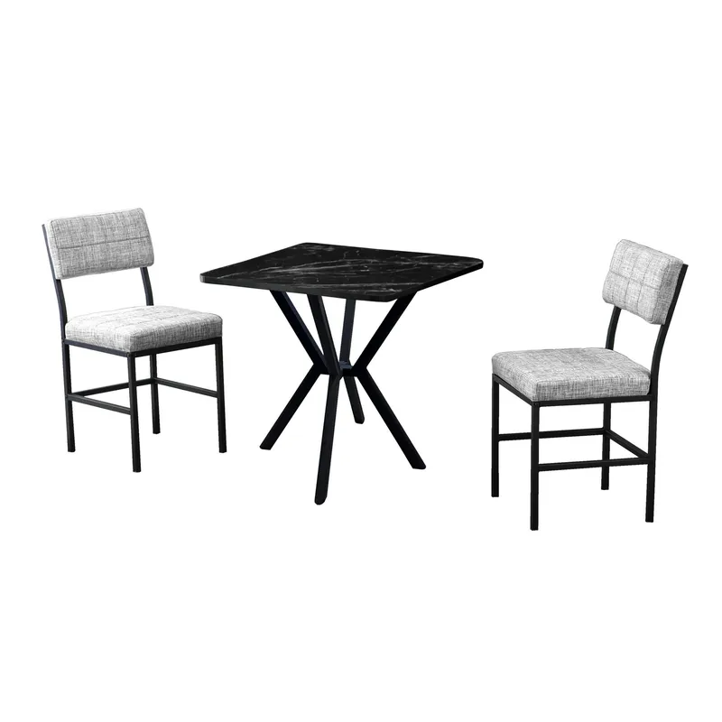 Stedum Matgrupp Bord 70 cm + 2 Stolar, Grå Och Svart