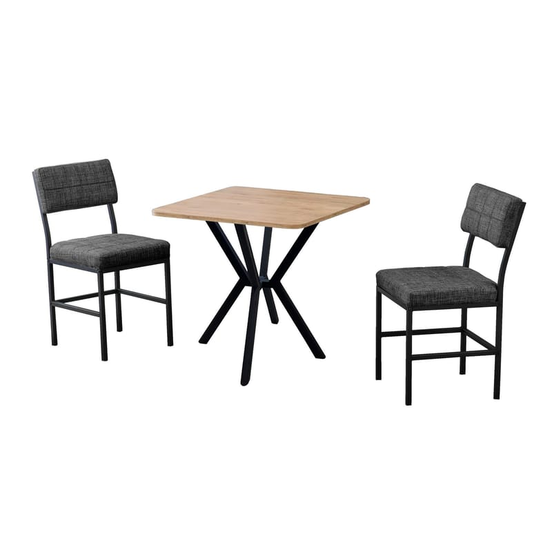 Stedum Matgrupp Bord 70 cm + 2 Stolar, Antracit/Valnöt