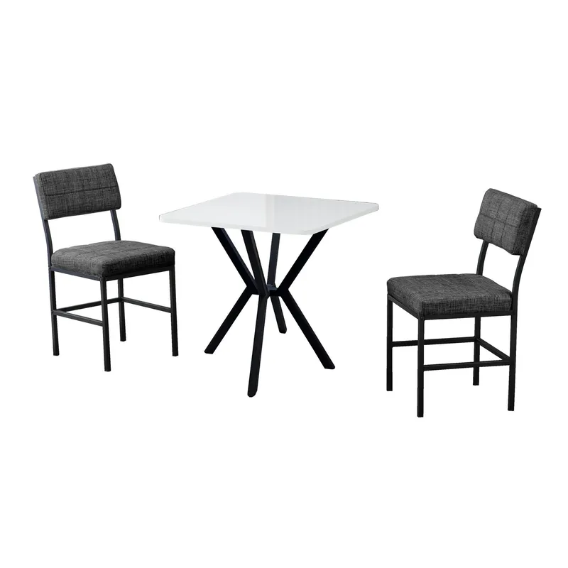 Stedum Matgrupp Bord 70 cm + 2 Stolar, Antracit/Vit