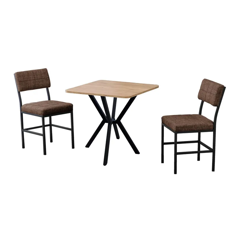 Stedum Matgrupp Bord 70 cm + 2 Stolar, Brun Och Valnöt