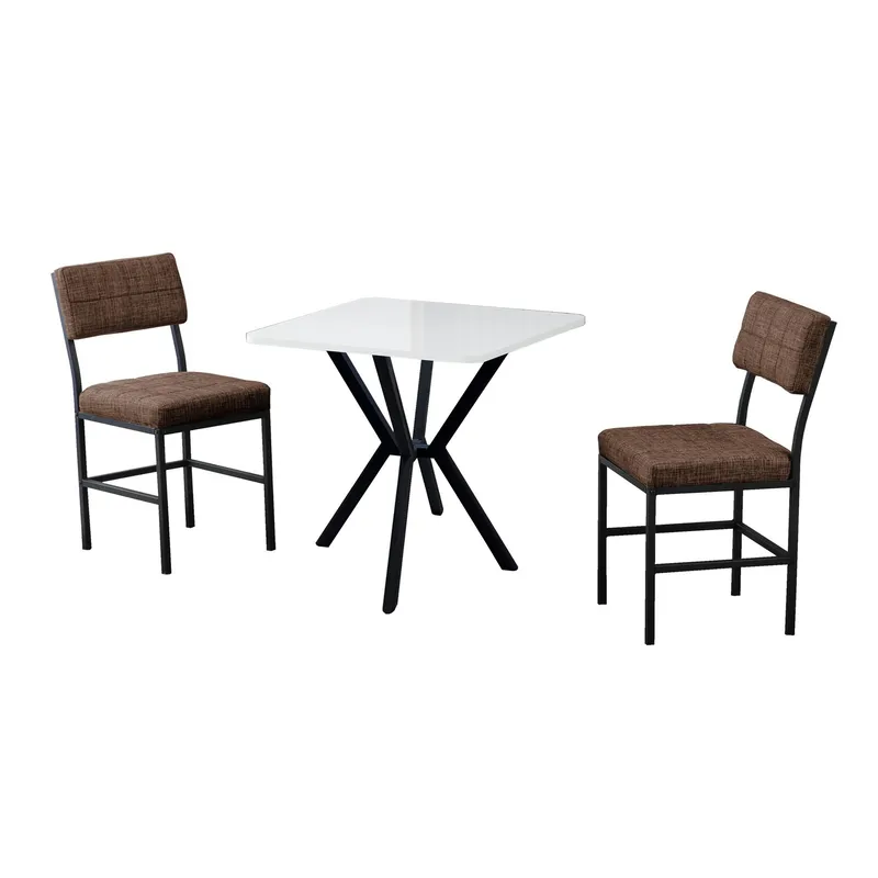 Stedum Matgrupp Bord 70 cm + 2 Stolar, Brun Vit