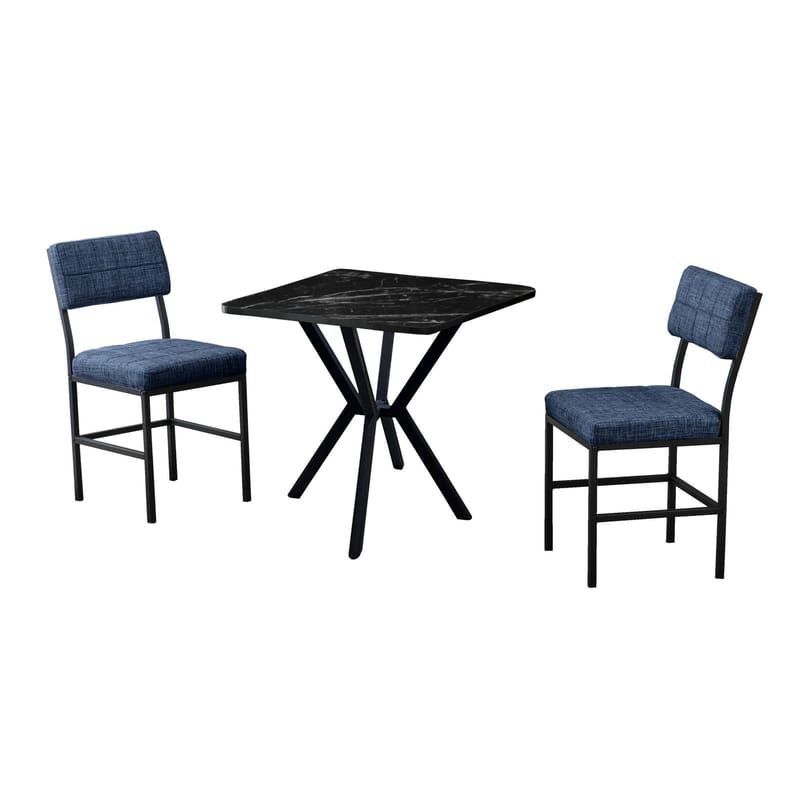 Stedum Matgrupp Bord 70 cm + 2 Stolar, Marinblå Och Svart